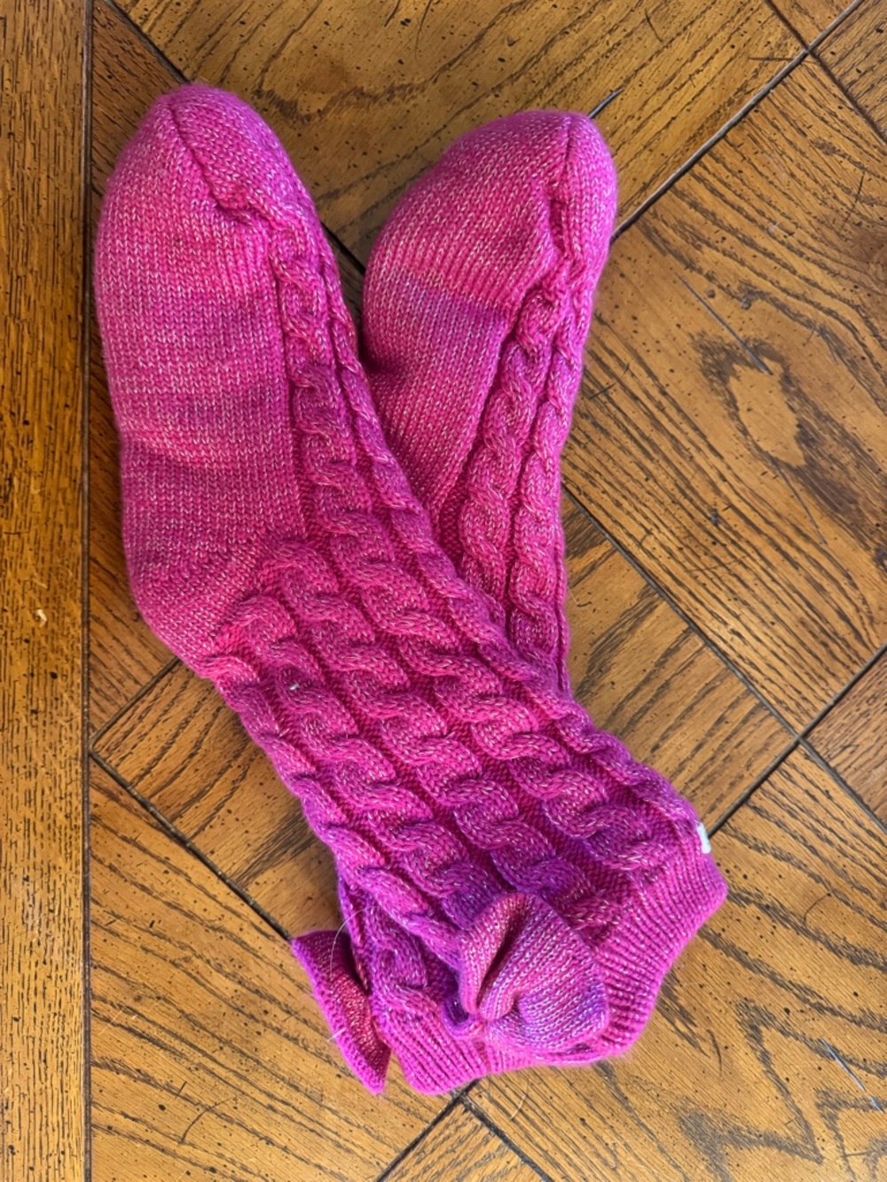 UGG Girls Pink Cable-Knit Slipper Socks
